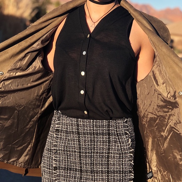 LAST ONE Vegan Suede Trench Coat w Fur trim - Picture 2 of 8